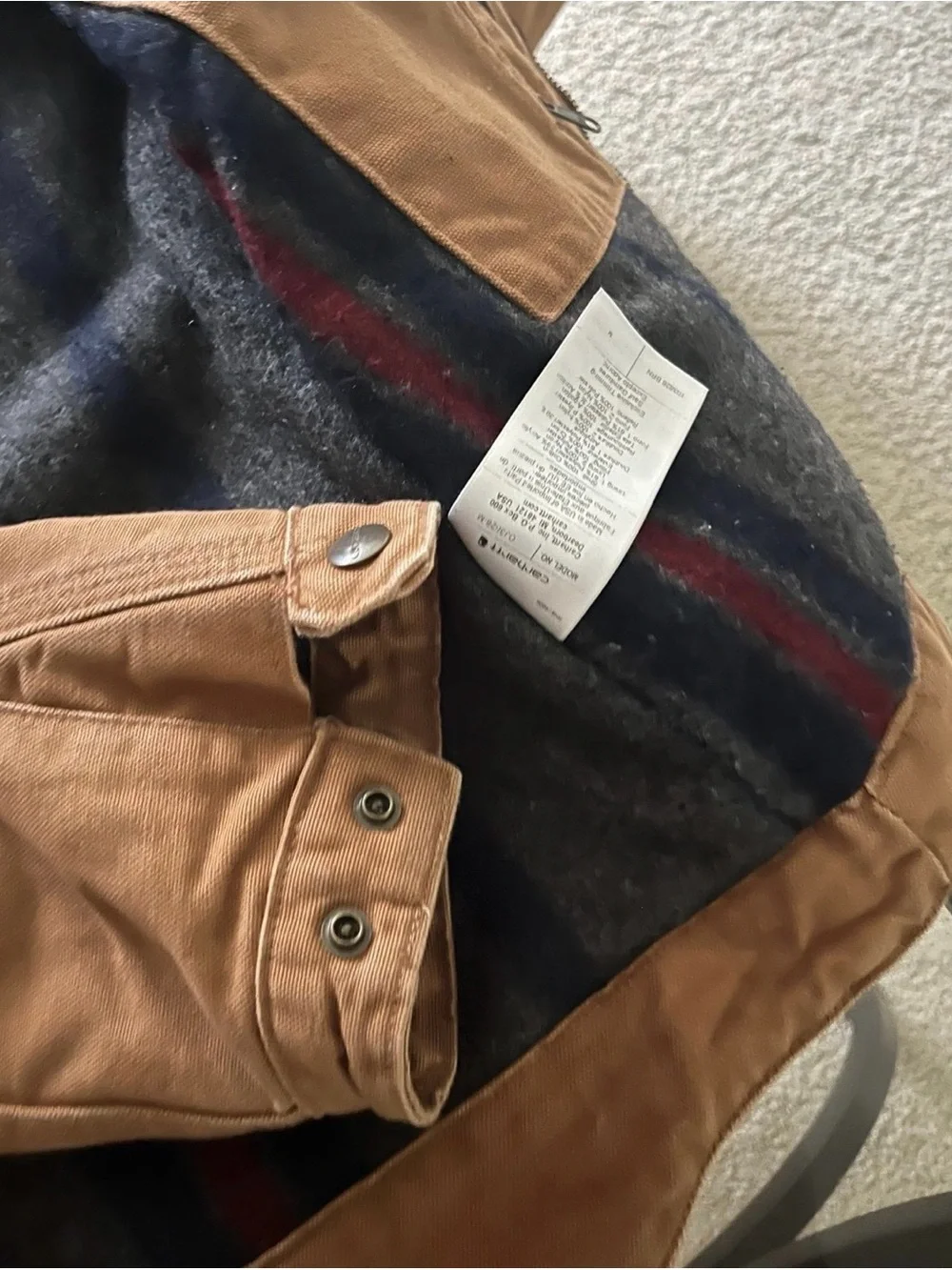 Carhartt Brown Canvas Work Jacket with Dark Corduroy Collar